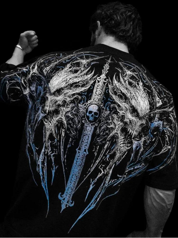 Camiseta holgada de manga corta para hombre, de estilo oscuro. Breathedivinity, de gran tamaño.