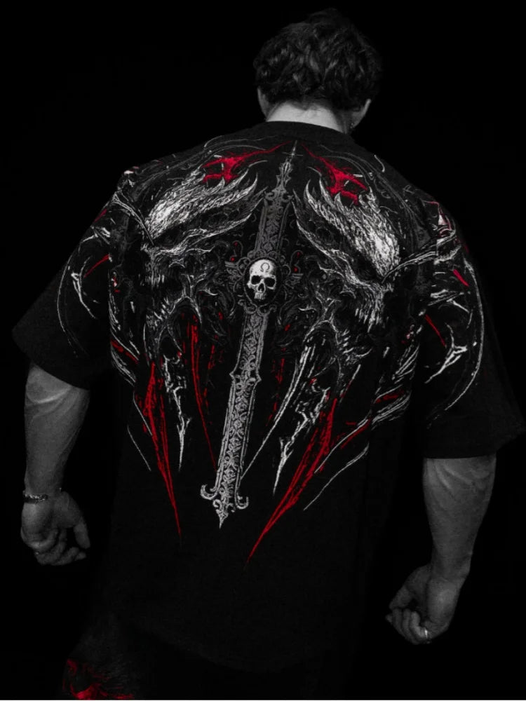 Camiseta holgada de manga corta para hombre, de estilo oscuro. Breathedivinity, de gran tamaño.