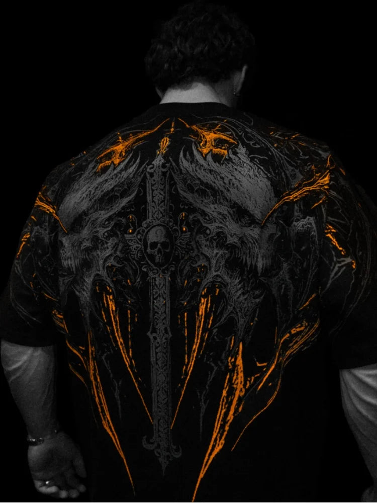 Camiseta holgada de manga corta para hombre, de estilo oscuro. Breathedivinity, de gran tamaño.