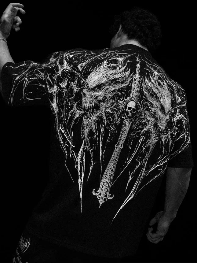 Camiseta holgada de manga corta para hombre, de estilo oscuro. Breathedivinity, de gran tamaño.