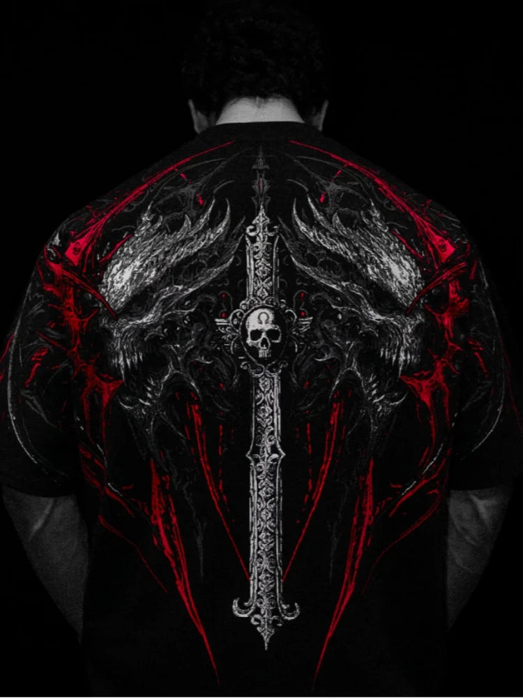 Camiseta holgada de manga corta para hombre, de estilo oscuro. Breathedivinity, de gran tamaño.