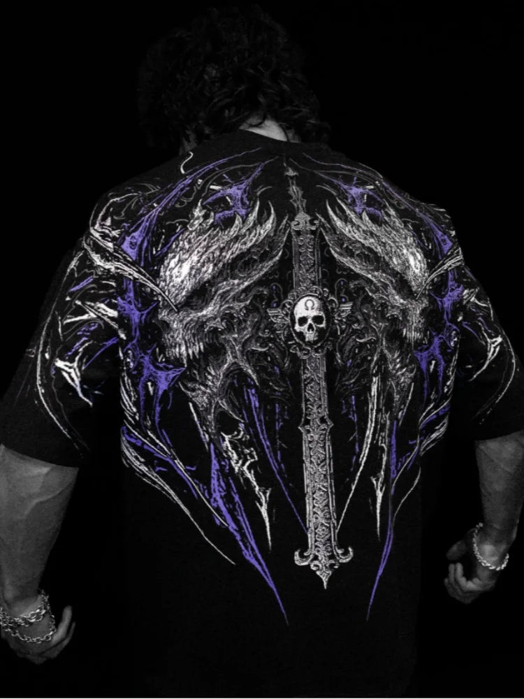 Camiseta holgada de manga corta para hombre, de estilo oscuro. Breathedivinity, de gran tamaño.