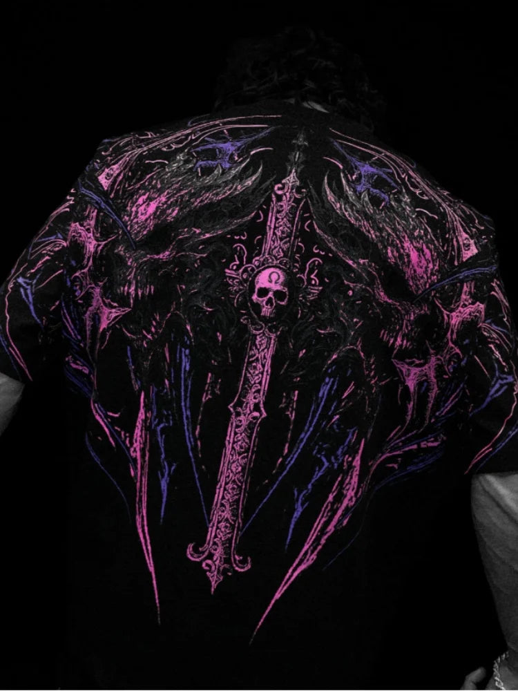 Camiseta holgada de manga corta para hombre, de estilo oscuro. Breathedivinity, de gran tamaño.