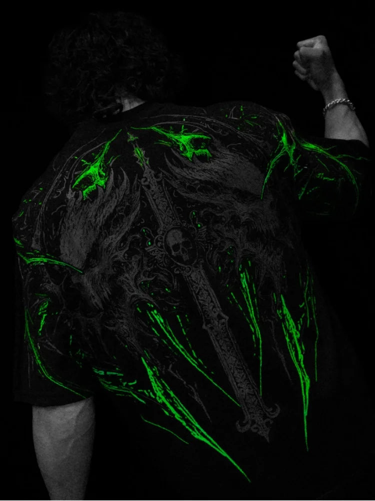 Camiseta holgada de manga corta para hombre, de estilo oscuro. Breathedivinity, de gran tamaño.